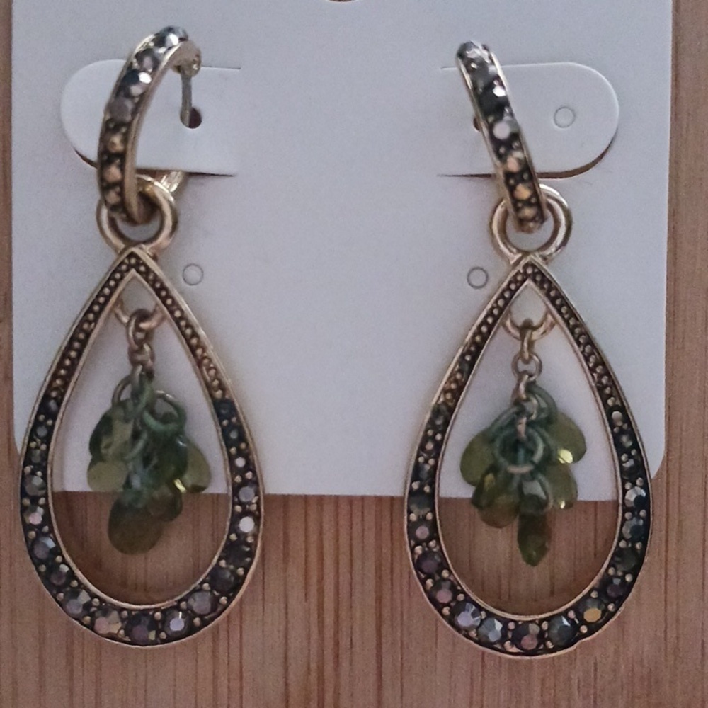 Monet Gold Tone Large Tear Drop Dangle Earrings